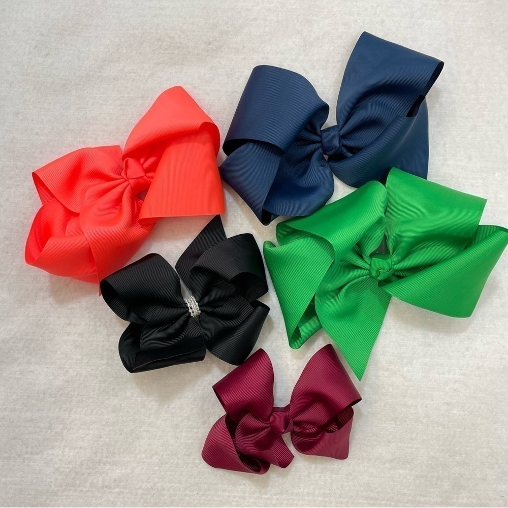 Girls assorted hair bows 6” grosgrain solid color alligator clip barrette‌‌‌‌‌‌